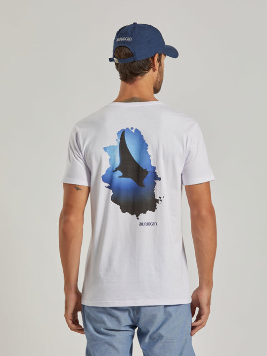 Mantaray Men's White T-Shirt Aiuruocan