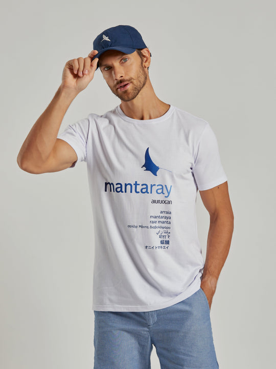 Mantaray Men's White T-Shirt Aiuruocan