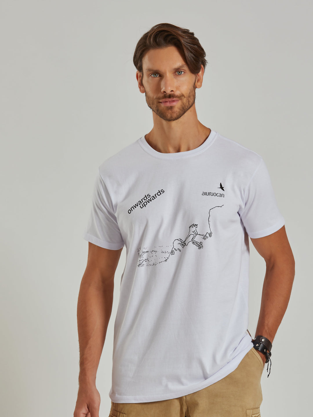 Onwards Upwards Men's White T-Shirt Aiuruocan