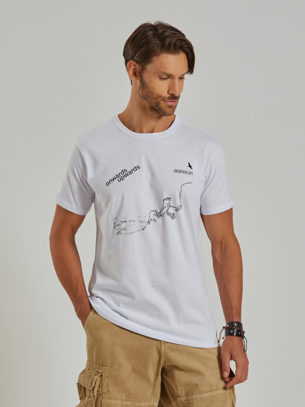 Onwards Upwards Men's White T-Shirt Aiuruocan