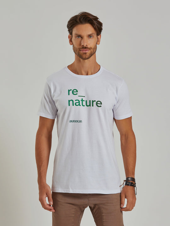 Re_Nature Men's White T-Shirt Aiuruocan