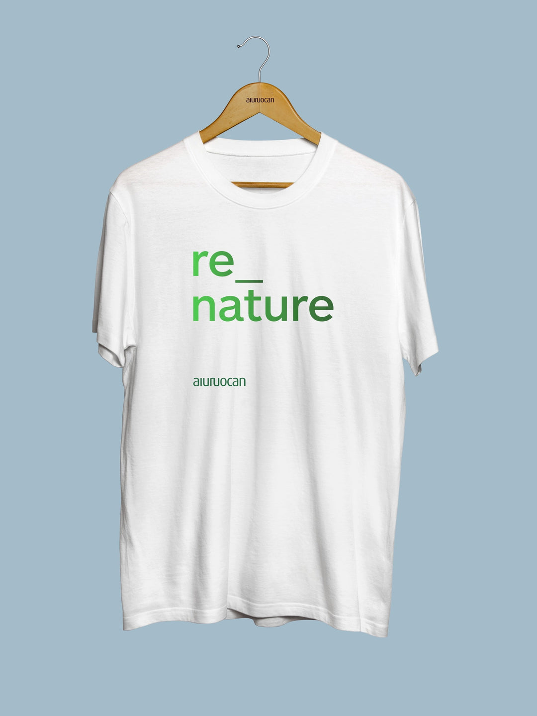 Re_Nature Men's White T-Shirt Aiuruocan