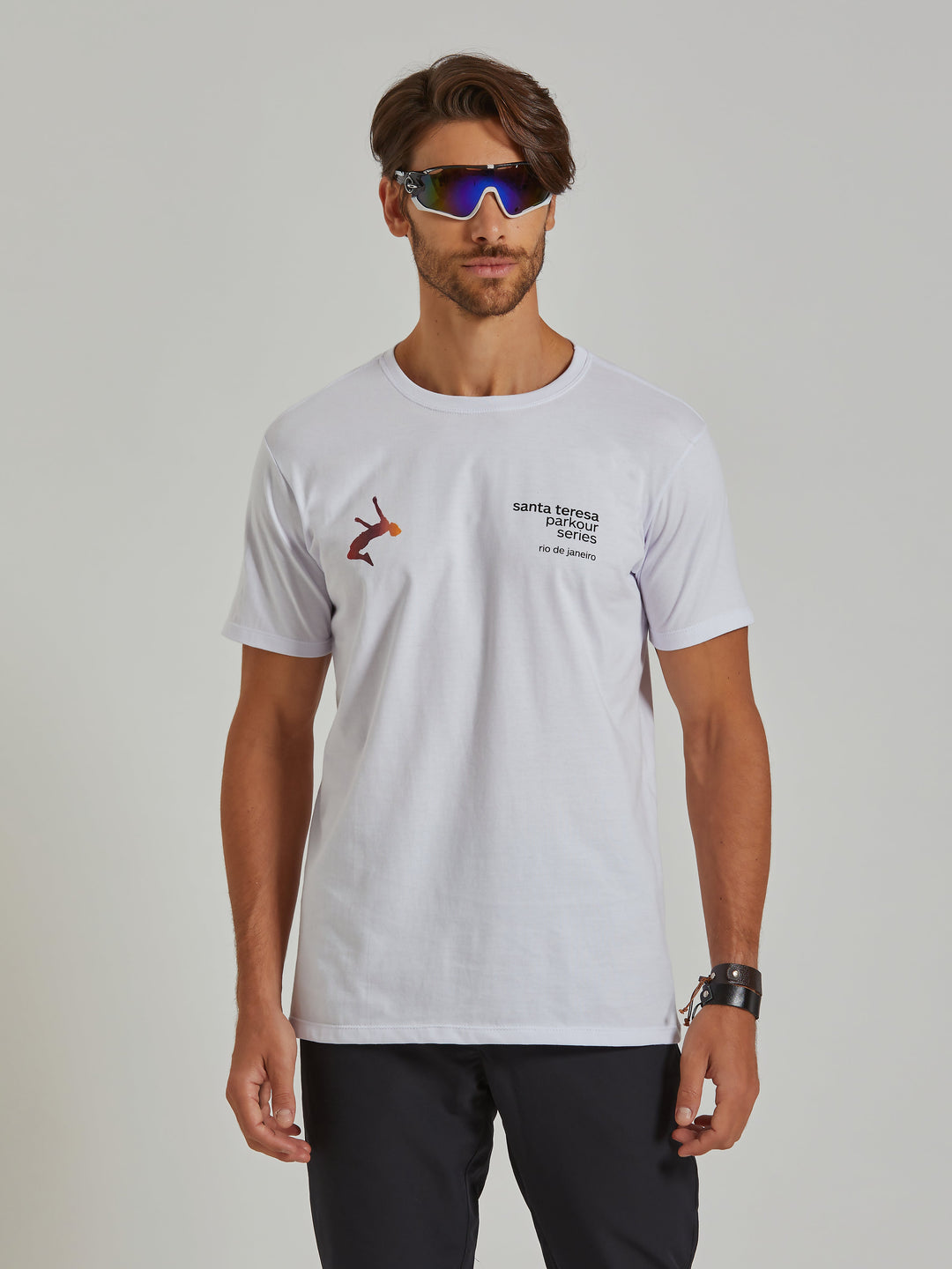 Santa Teresa Parkour Series Men's White T-Shirt Aiuruocan