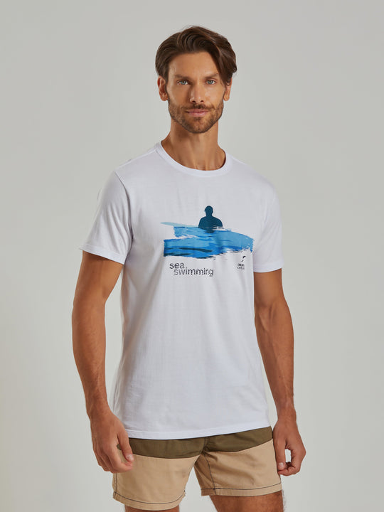 Sea Swimming Men's White T-Shirt Aiuruocan