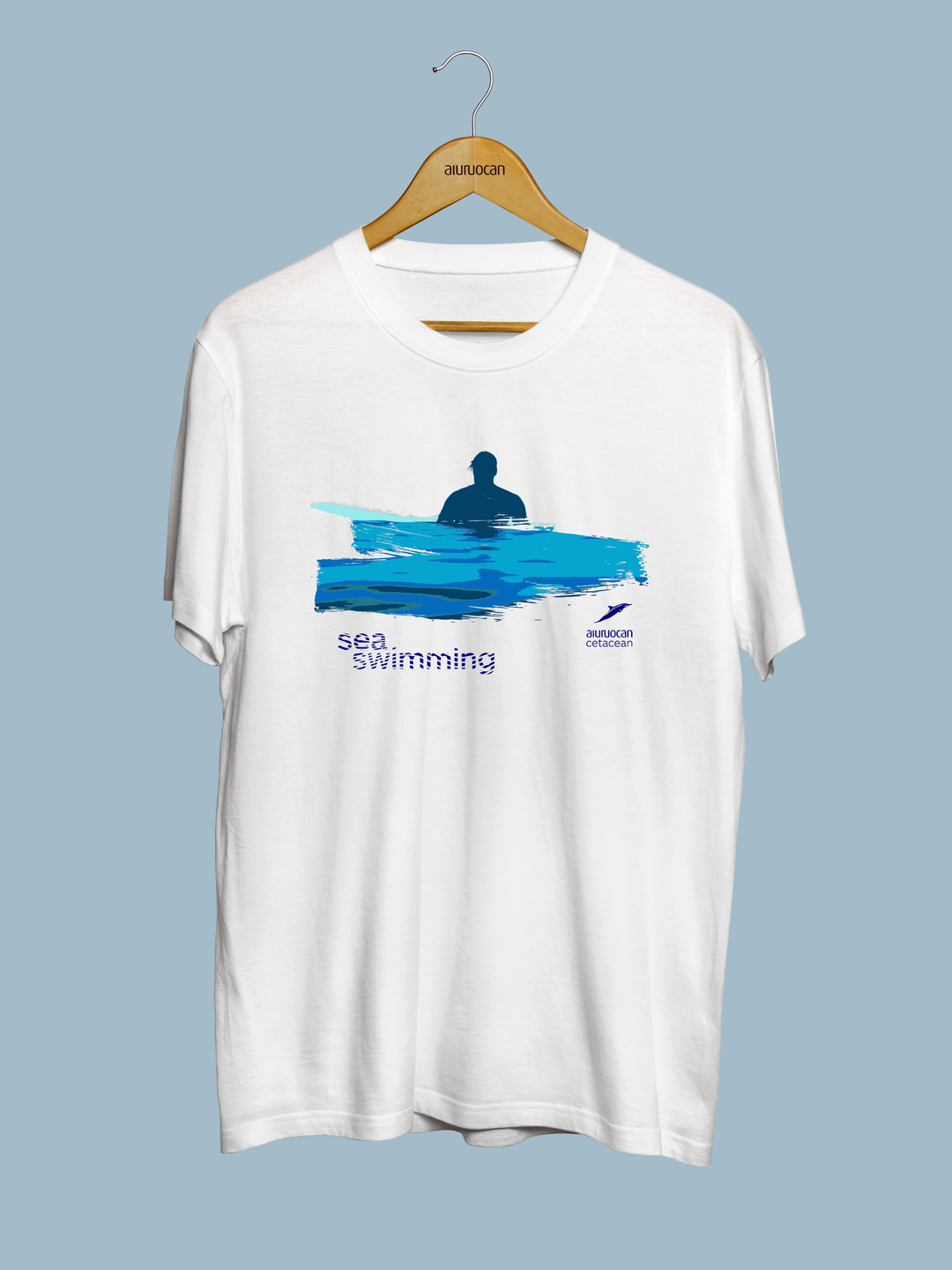 Sea Swimming Men's White T-Shirt Aiuruocan