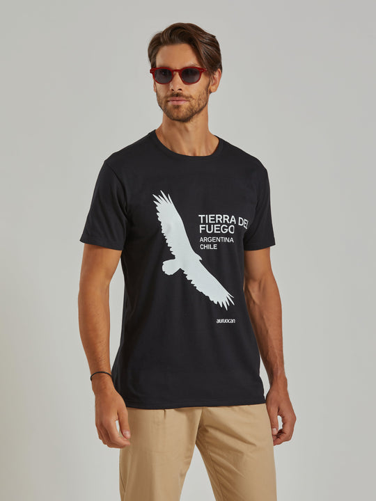 Tierra del Fuego Men's Black T-Shirt Aiuruocan