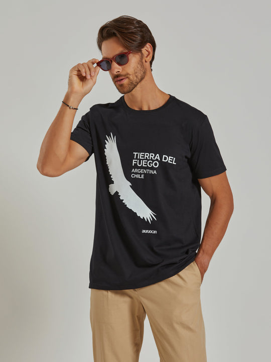 Tierra del Fuego Men's Black T-Shirt Aiuruocan