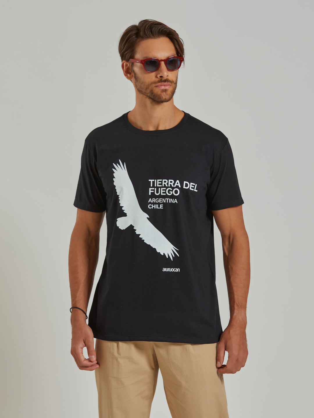 Tierra del Fuego Men's Black T-Shirt Aiuruocan