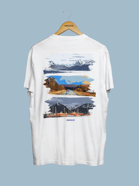 Tierra del Fuego Men's White T-Shirt Aiuruocan