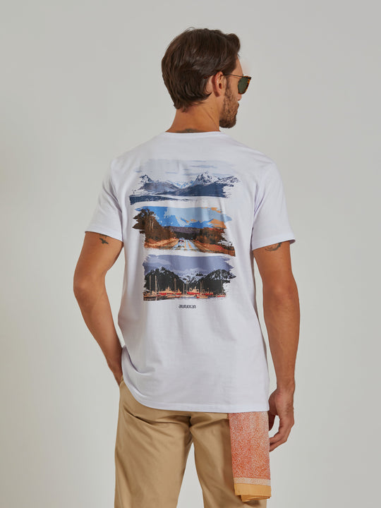 Tierra del Fuego Men's White T-Shirt Aiuruocan