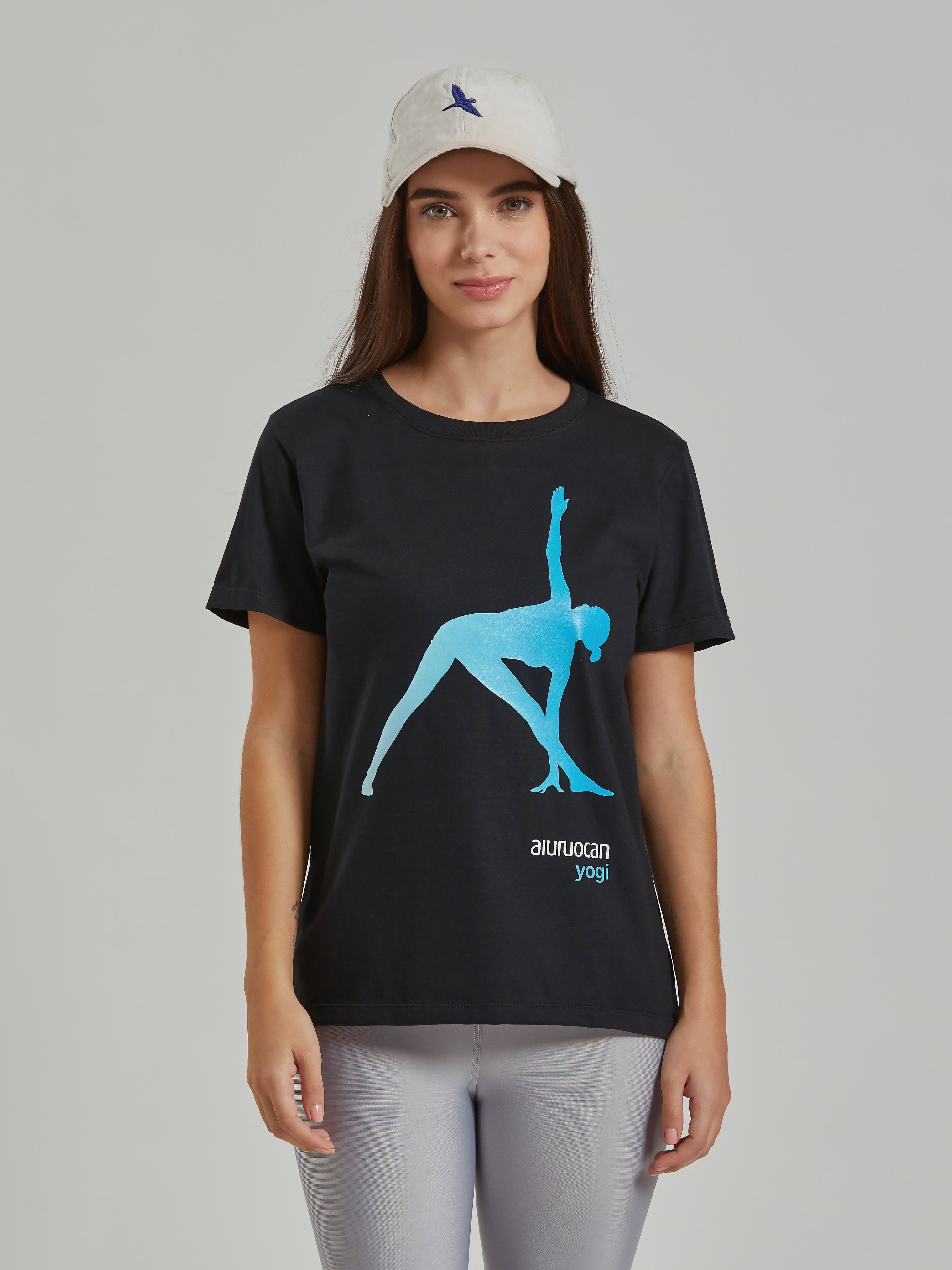 Trikonasana Yoga Women's Black T-Shirt Aiuruocan