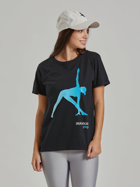 Trikonasana Yoga Women's Black T-Shirt Aiuruocan