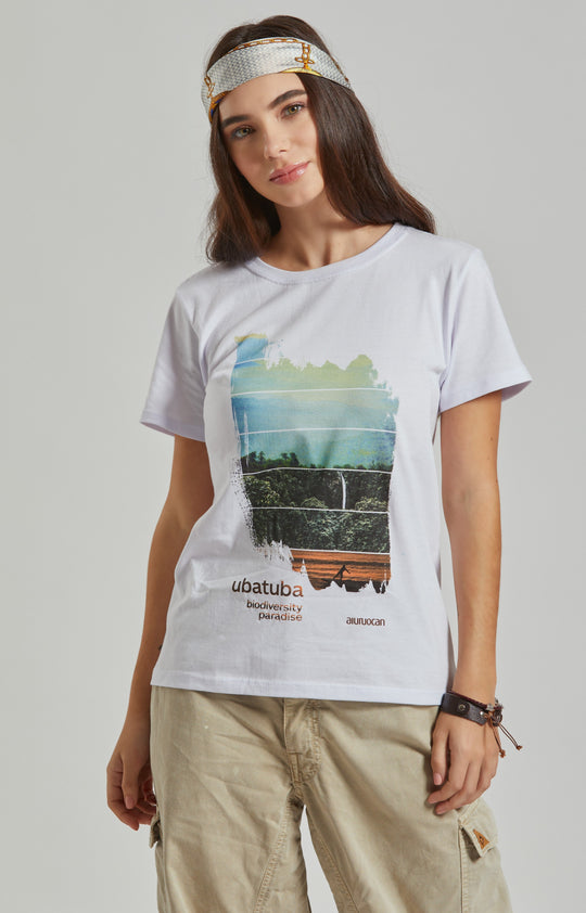 Ubatuba Biodiversity Paradise Women's White T-Shirt Aiuruocan