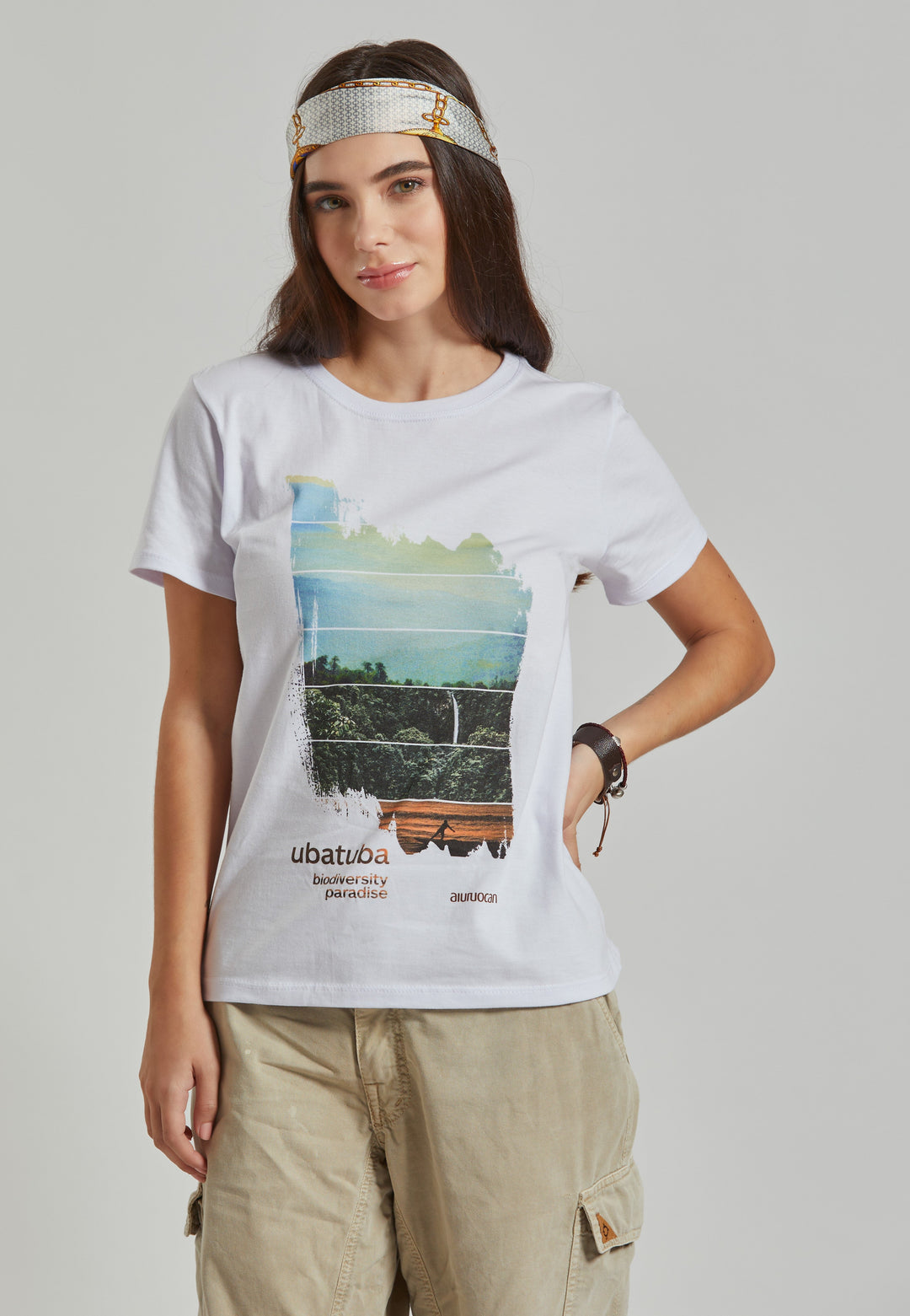 Ubatuba Biodiversity Paradise Women's White T-Shirt Aiuruocan