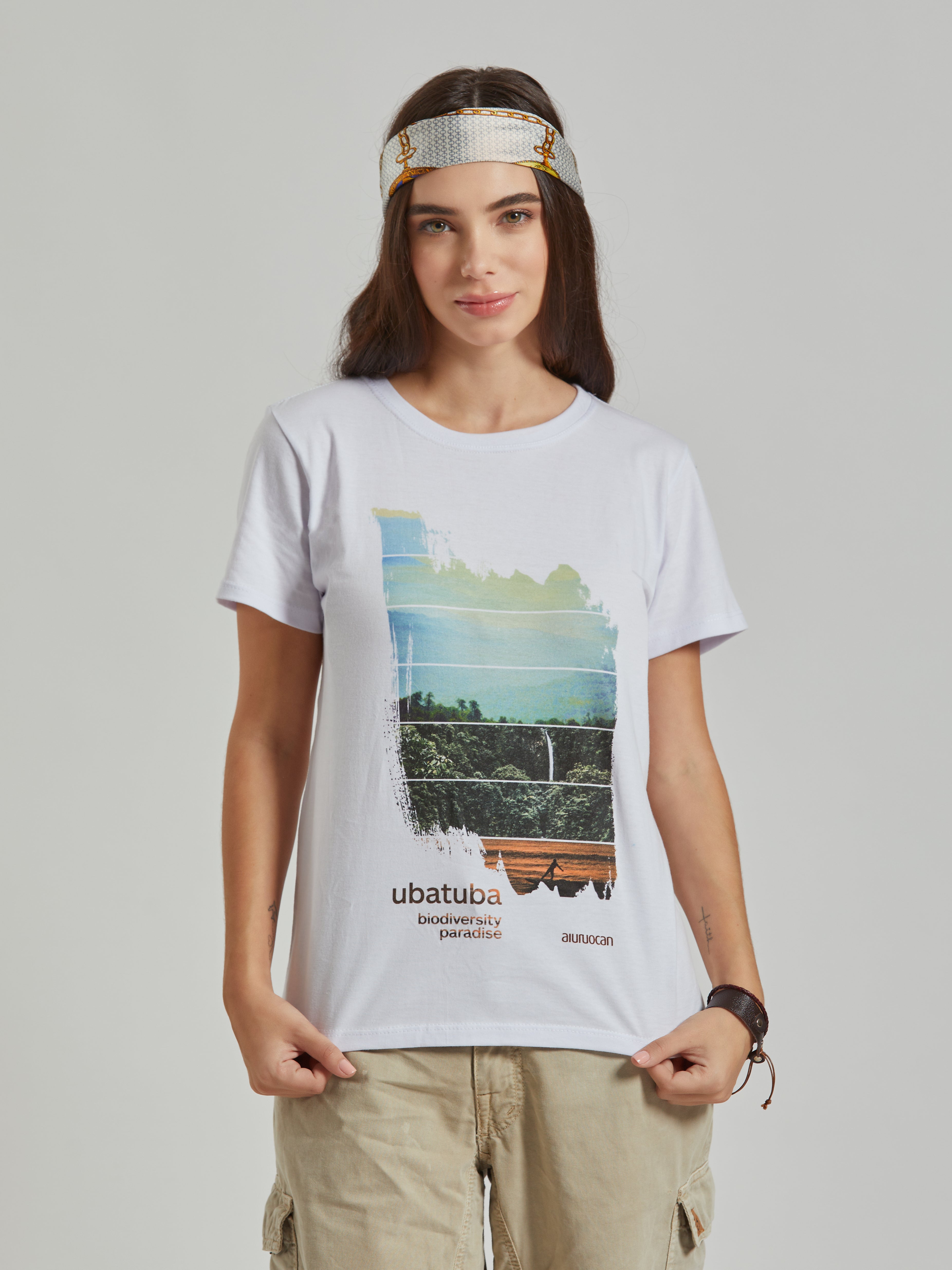 Ubatuba Biodiversity Paradise Women's White T-Shirt Aiuruocan