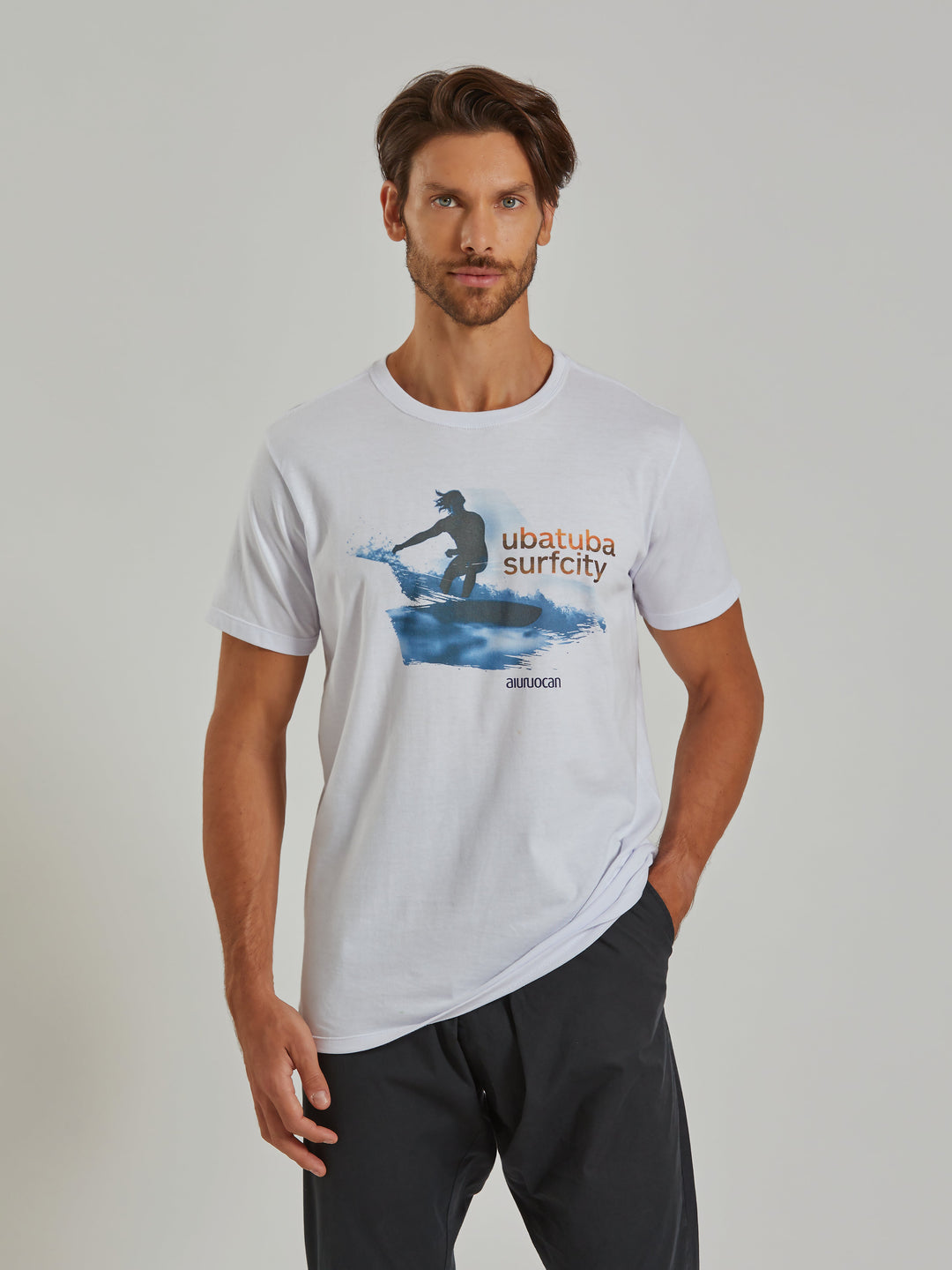 Ubatuba Surf City Men's White T-Shirt Aiuruocan