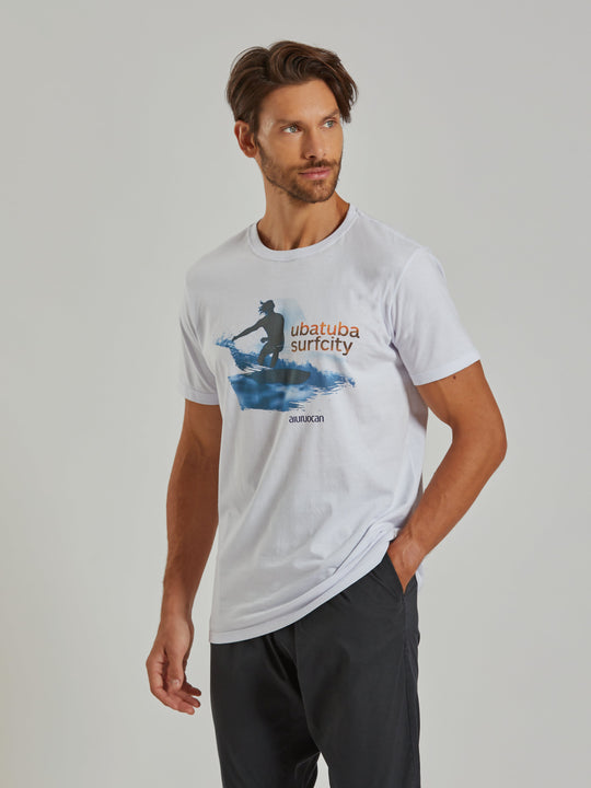 Ubatuba Surf City Men's White T-Shirt Aiuruocan