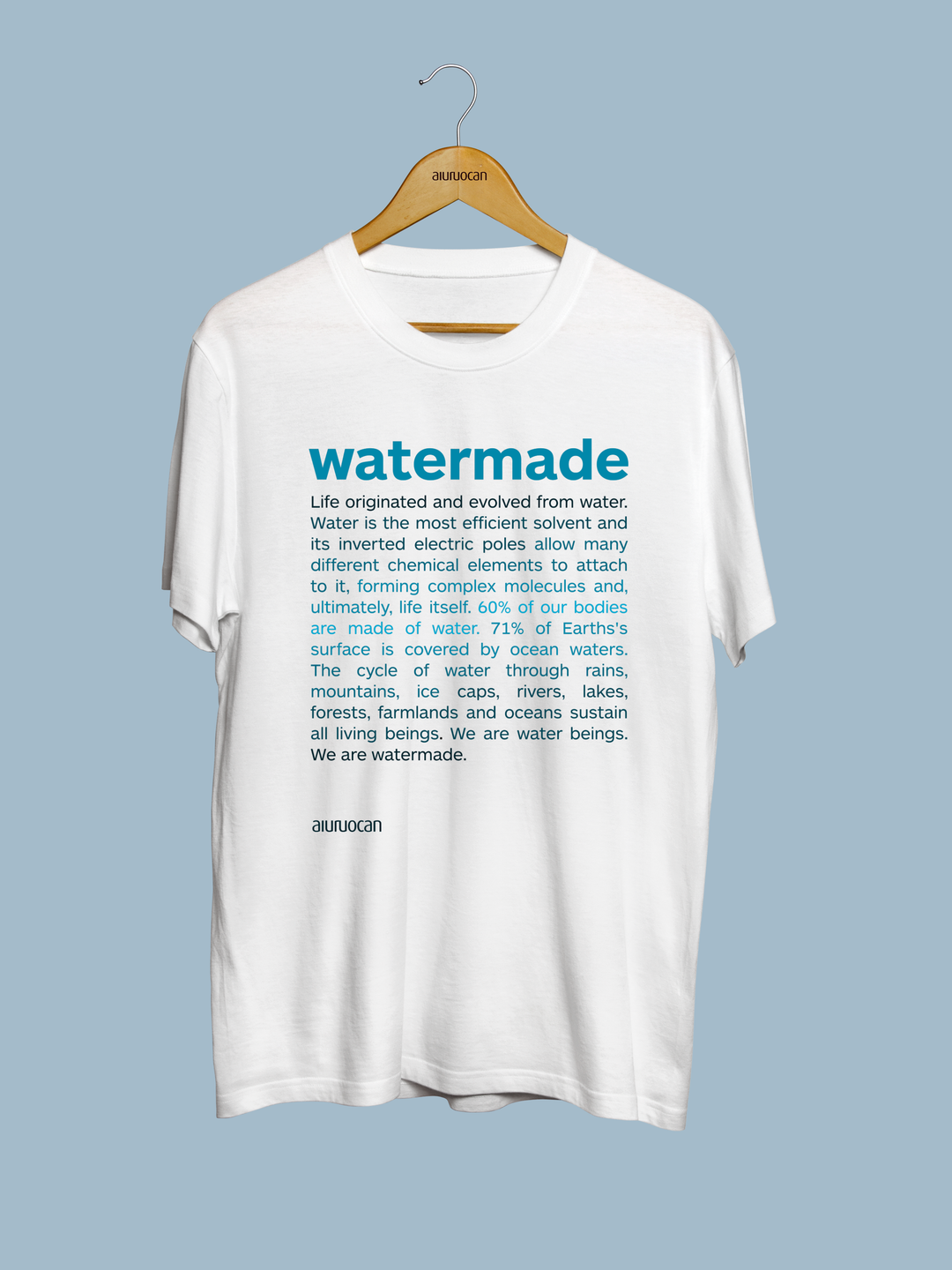 Watermade Men's White T-Shirt Aiuruocan