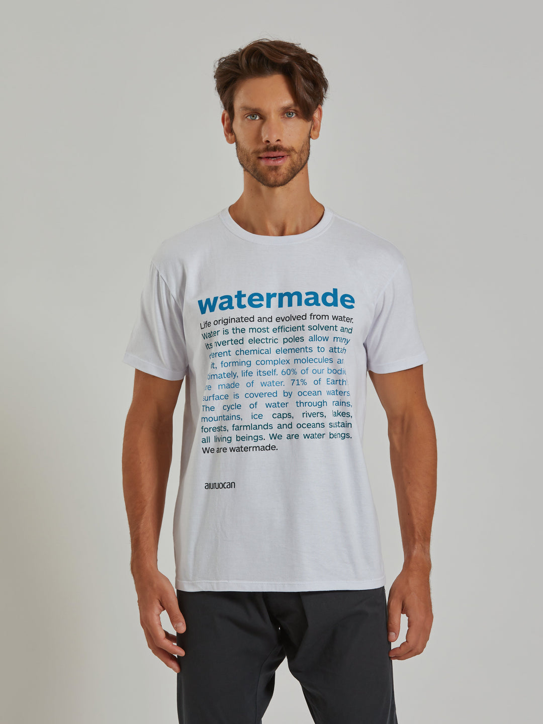 Watermade Men's White T-Shirt Aiuruocan