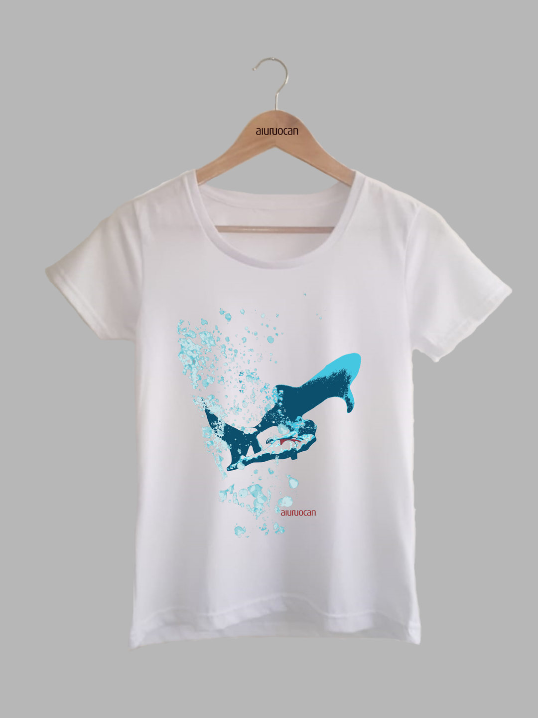 Whale Shark Diver Women's White T-Shirt Aiuruocan