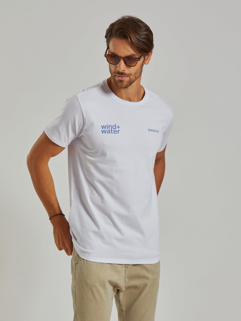 Wind+Water Men's White T-Shirt Aiuruocan