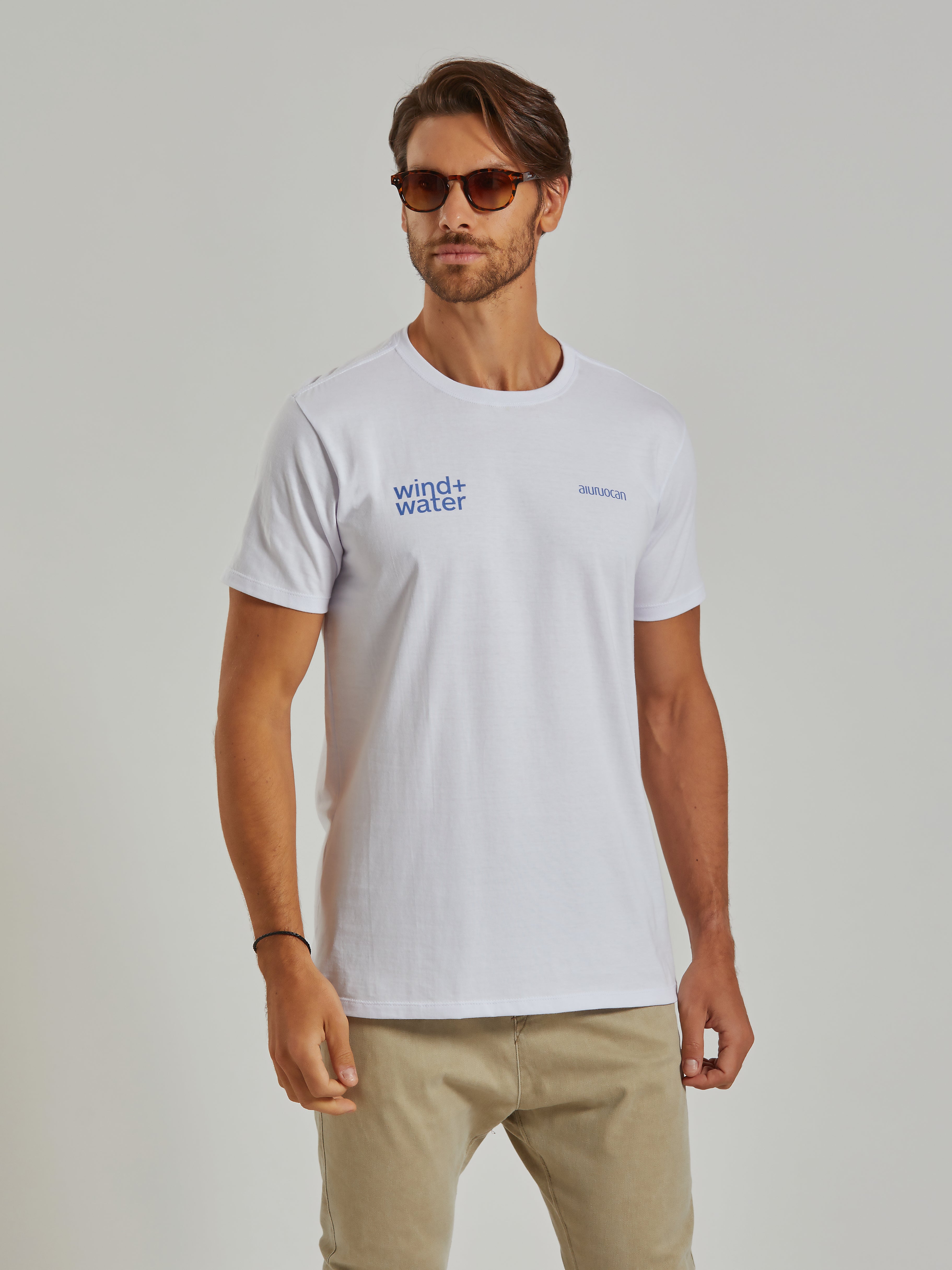 Wind+Water Men's White T-Shirt Aiuruocan