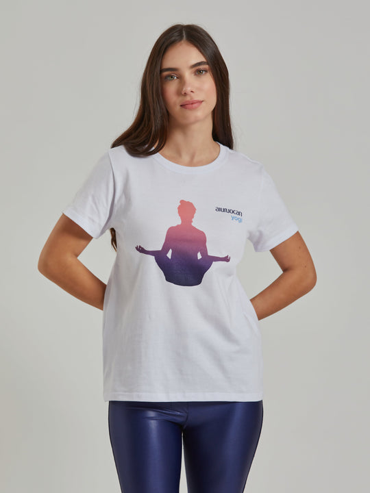 Yoga Lotus Women's White T-Shirt Aiuruocan